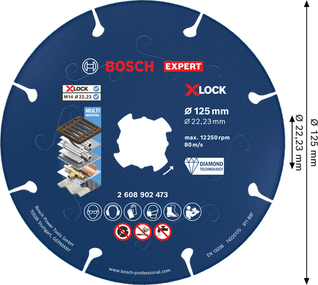 Diamantový řezný kotouč Bosch EXPERT na kov X-LOCK 125 mm.